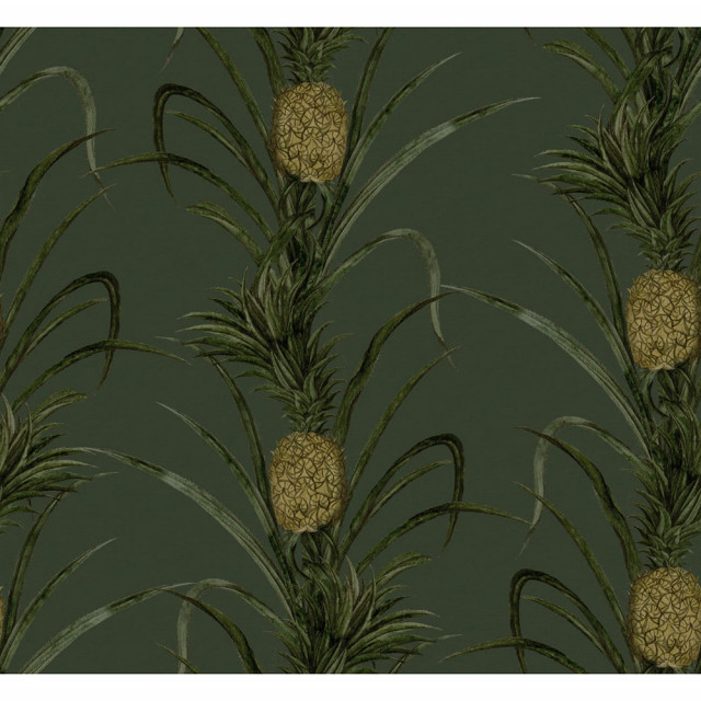 Tapet verde din hartie cu fibre de nailon Pineapple Rebel Walls