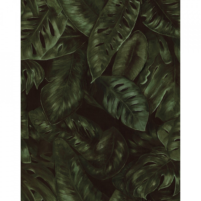 Tapet verde/negru din hartie cu fibre de nailon Amazon Fern Rebel Walls