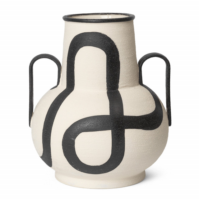 Vaza alb antic/neagra din ceramica 38 cm Trace Ferm Living