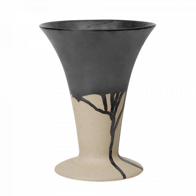 Vaza crem/neagra din ceramica 23 cm Flores Ferm Living