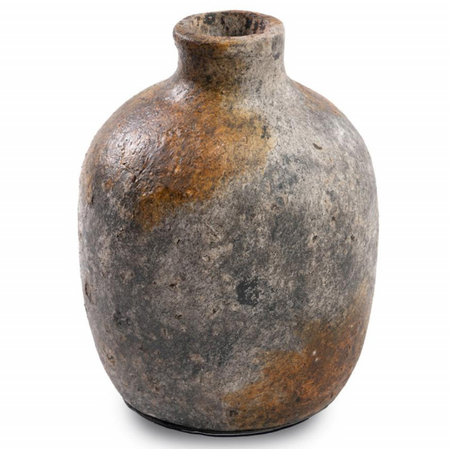 Vaza decorativa gri antichizat din teracota 19 cm Classy Bazar Bizar