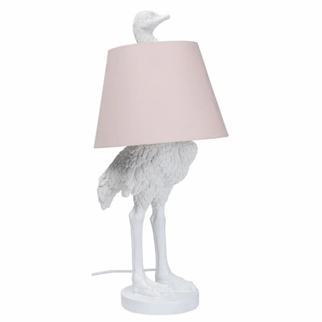 Veioza alba/roz din fibre sintetice 67 cm Ostrich Kare