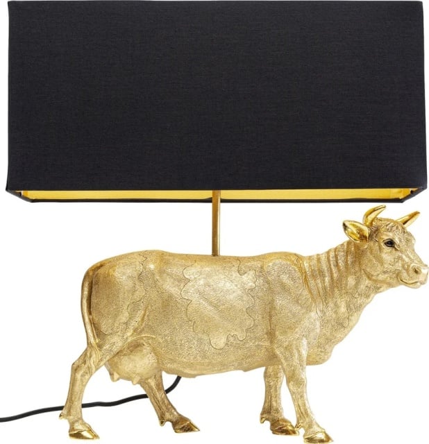 Veioza aurie/neagra din metal 52 cm Cow Kare