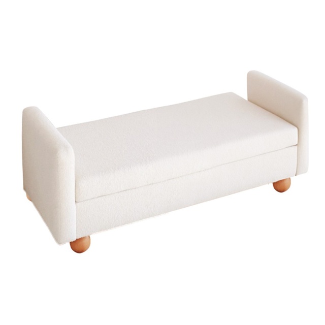 Bancheta alba din textil 115 cm Sandikli The Home Collection