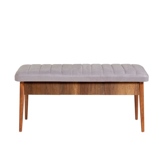 Bancheta gri/maro din catifea 110 cm Vina The Home Collection