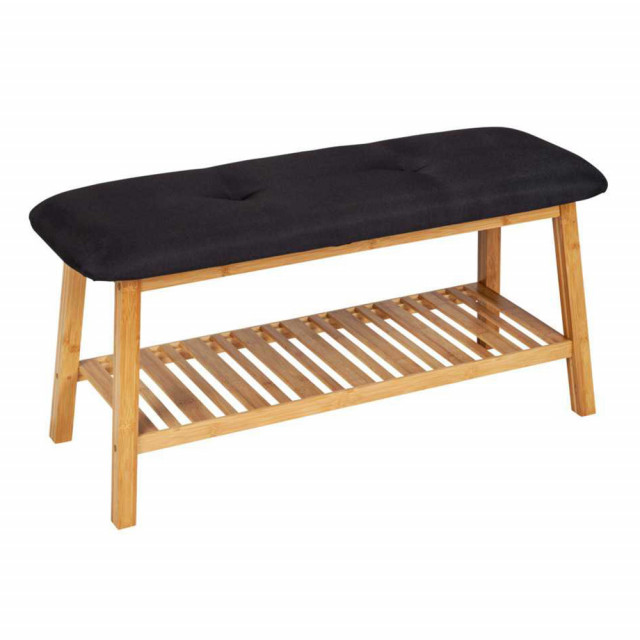 Bancheta maro/neagra din bambus 90 cm Ecori Wenko