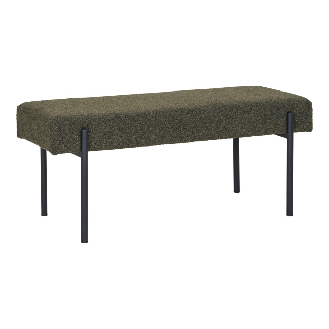 Bancheta verde inchis din textil 100 cm Swindon Boucle House Nordic