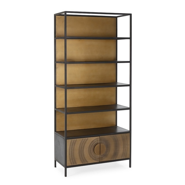 Biblioteca neagra/aurie din metal 203 cm June Thai Natura