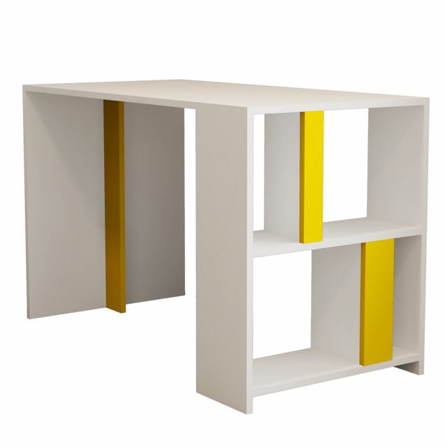 Birou alb/galben din lemn 60x120 cm Lima The Home Collection