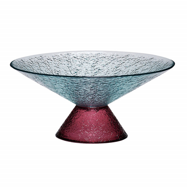 Bol decorativ albastru/rosu din sticla 12 cm Bonbon Hubsch