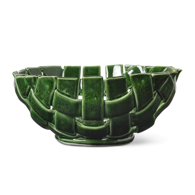 Bol verde din ceramica 24 cm Plait Ferm Living