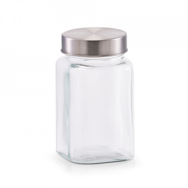 Borcan cu capac transparent/argintiu din sticla si inox 420 ml Sho Zeller