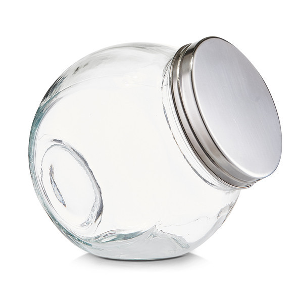Borcan cu capac transparent/argintiu din sticla si metal 450 ml Candy Jar Medium Zeller