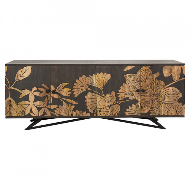 Bufet inferior gri antracit/maro din lemn 175 cm Jungle The Home Collection