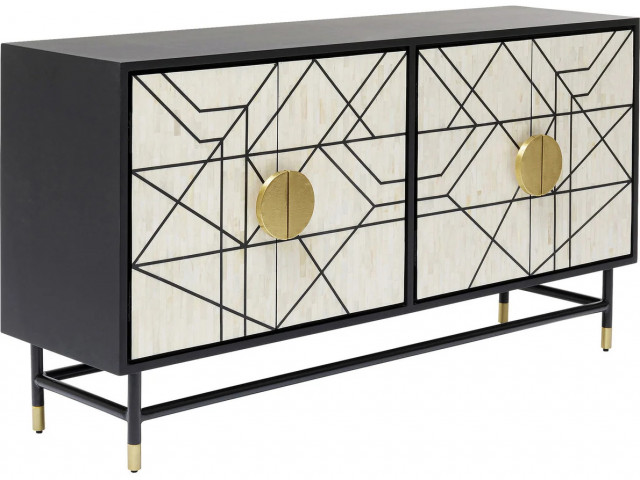 Bufet inferior negru/alb din lemn 150 cm Credenza Kare