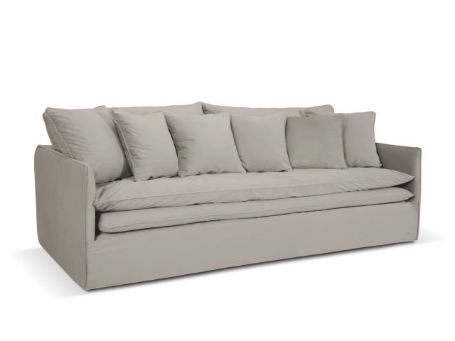 Canapea bej inchis din catifea pentru 4 persoane Boho Blu Besolux