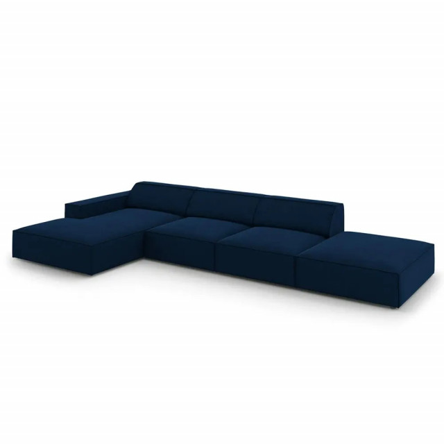 Canapea cu colt albastra din textil pentru 5 persoane Jodie Left Besolux