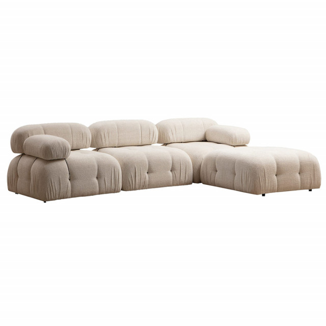 Canapea cu colt crem din textil pentru 3 persoane Bubble Bouclette Right The Home Collection