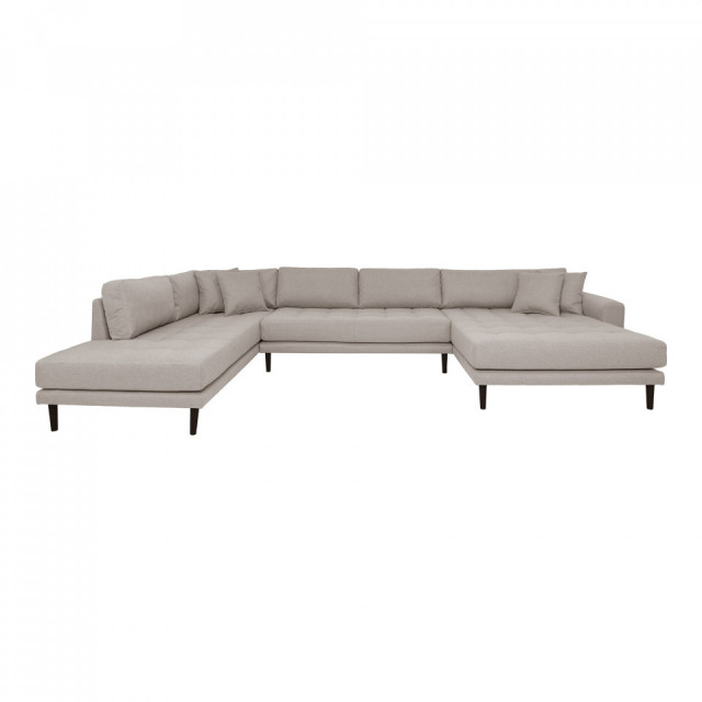 Canapea cu colt grej din textil 220 cm Lido U-Sofa House Nordic