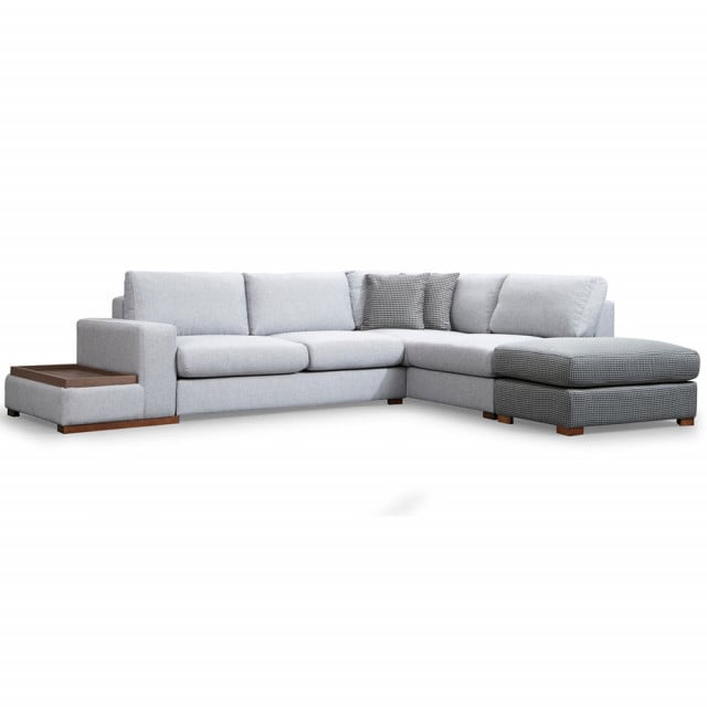 Canapea cu colt gri din textil pentru 3 persoane Right Loop 3 The Home Collection