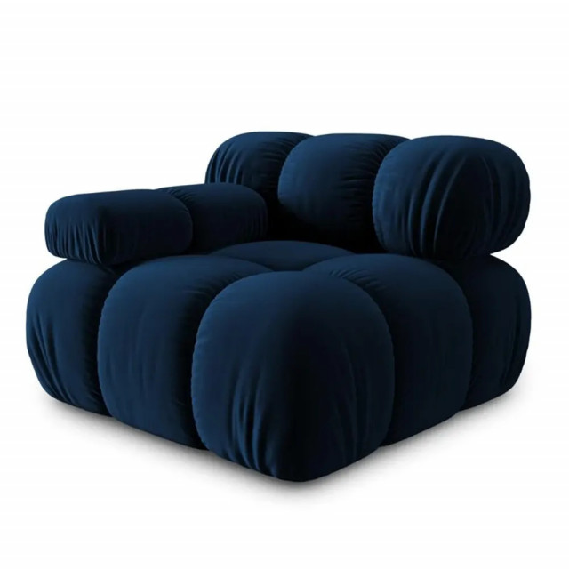 Canapea cu colt modulara albastru inchis din catifea pentru 1 persoana Bellis Left Besolux