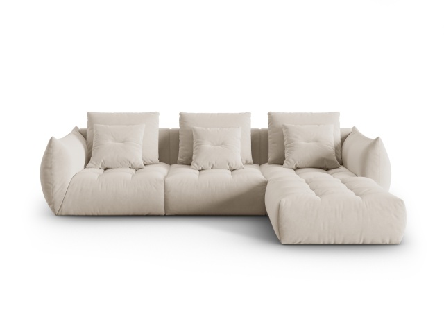 Canapea cu colt modulara ecru din catifea pentru 2 persoane Bloom Right/Left Besolux
