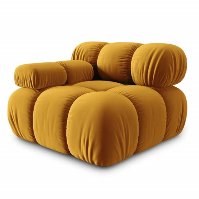 Canapea cu colt modulara galbena din catifea pentru 1 persoana Bellis Left Besolux