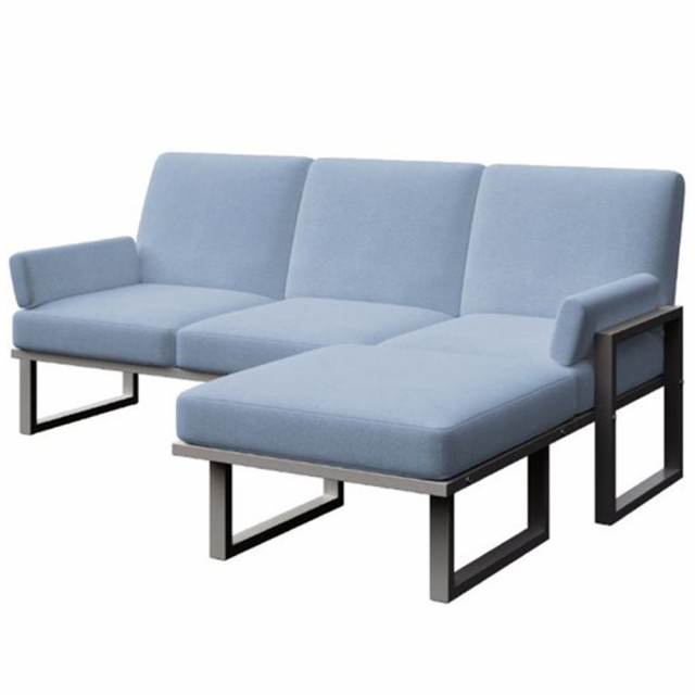 Canapea cu colt pentru exterior albastru deschis/gri antracit din textil 205 cm Soledo Mesonica