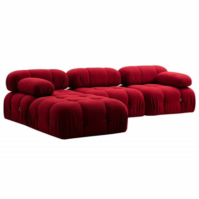 Canapea cu colt rosie din textil pentru 3 persoane Bubble Right The Home Collection