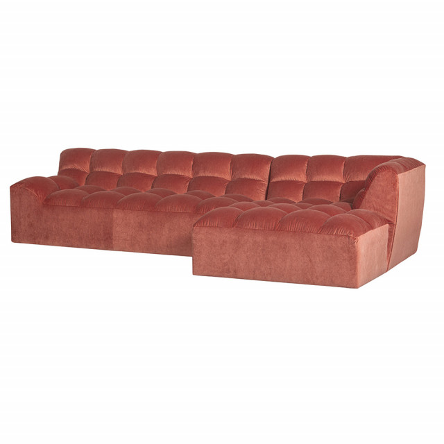Canapea cu colt roz din catifea 324 cm Allure Right Woood