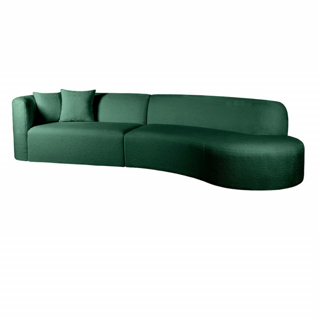 Canapea cu colt verde din textil pentru 3 persoane Banana V3 Right The Home Collection