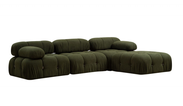 Canapea cu colt verde din textil pentru 3 persoane Bubble Right The Home Collection