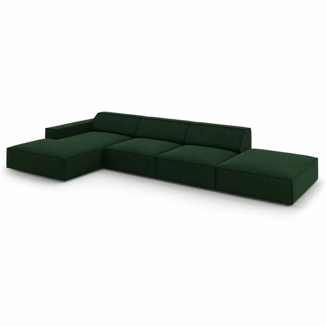 Canapea cu colt verde inchis din textil pentru 5 persoane Jodie Left Besolux