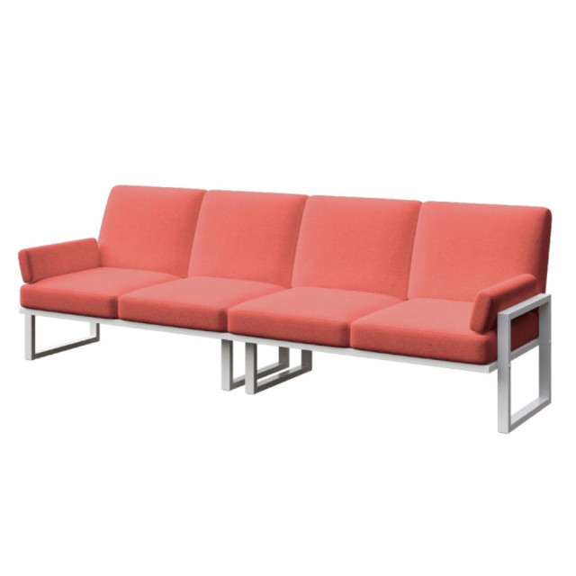 Canapea exterior rosu corai/alb din textil pentru 4 persoane Soledo Mesonica
