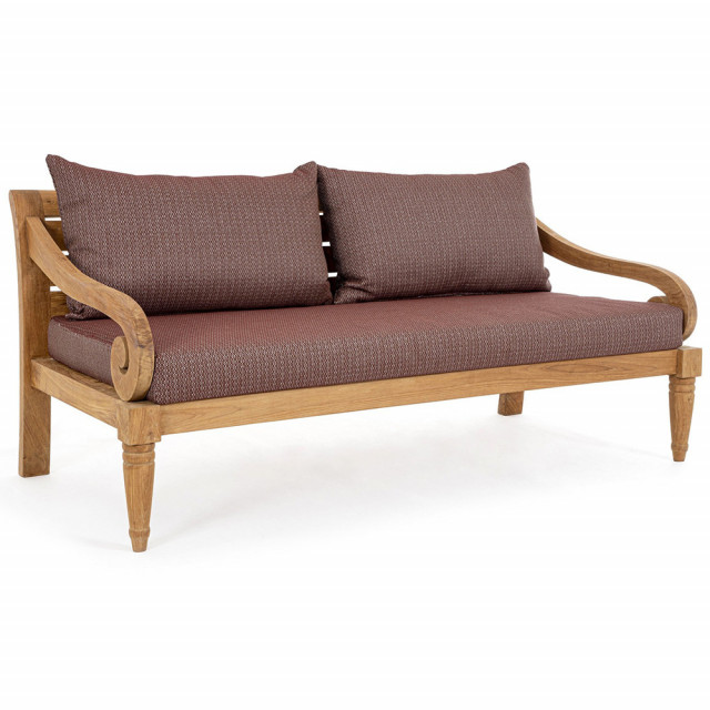 Canapea exterior rosu inchis/maro din lemn pentru 3 persoane Karuba Bizzotto