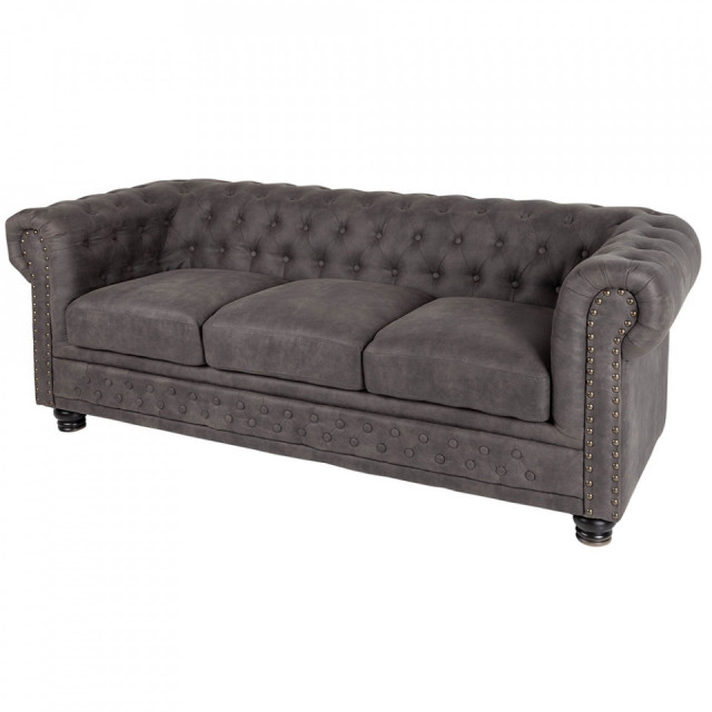 Canapea gri din textil pentru 3 persoane Chesterfield The Home Collection