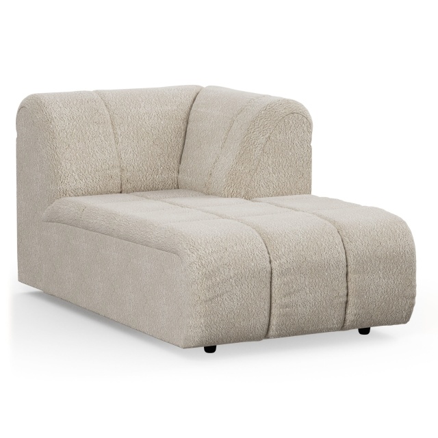 Canapea modulara crem din textil 177 cm Wave Boucle Divan Right HKliving