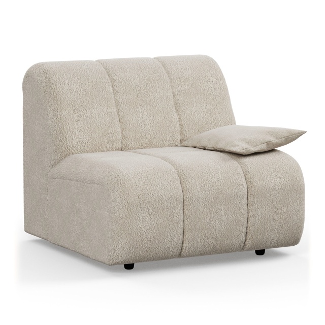 Canapea modulara crem din textil 98 cm Wave Boucle Low Right HKliving
