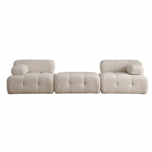 Canapea modulara crem din textil pentru 3 persoane Doblo L1-Pouffe-1R The Home Collection