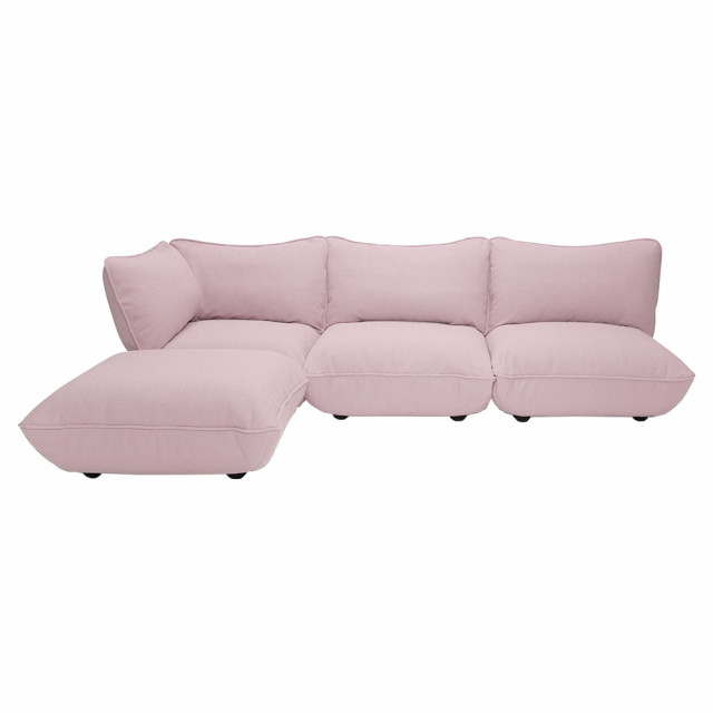 Canapea modulara cu colt roz din poliester si otel pentru 4 persoane Sumo Fatboy