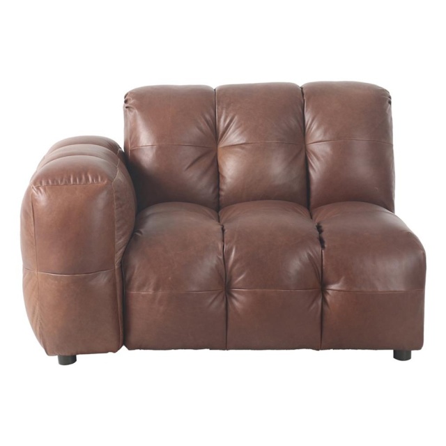 Canapea modulara maro ciocolata din piele 132 cm Hackman Corner Left Dutchbone