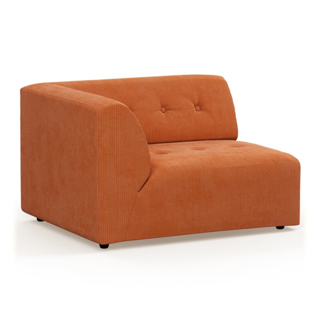 Canapea modulara portocalie din textil pentru 1,5 persoane Vint Corduroy Left HKliving