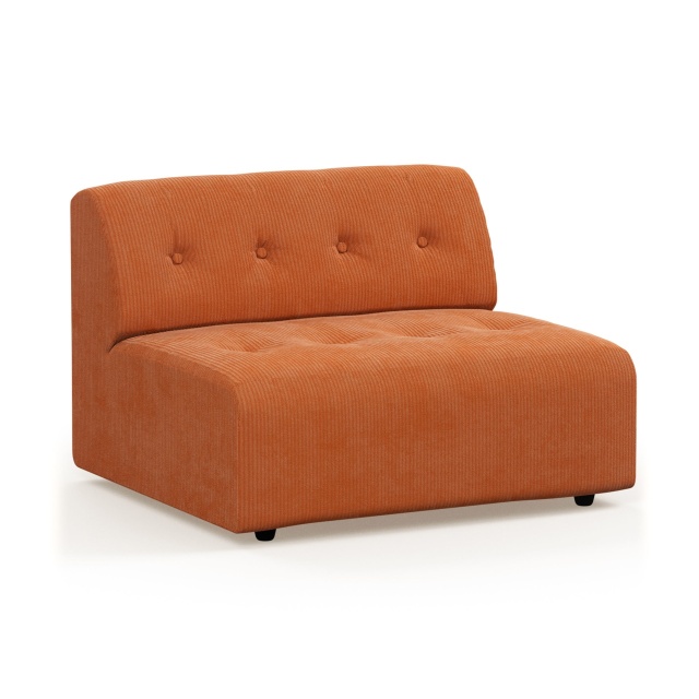 Canapea modulara portocalie din textil pentru 1,5 persoane Vint Corduroy Middle Left HKliving
