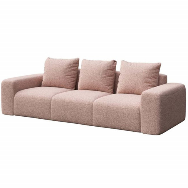 Canapea roz din poliester si lemn pentru 3 persoane Feiro Mesonica