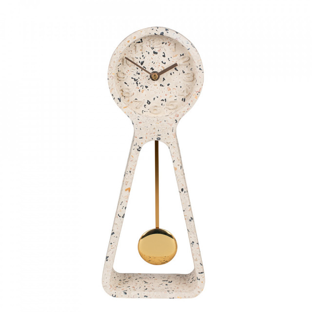 Ceas alb cu pendul din terrazzo 6x15 cm Time Zuiver