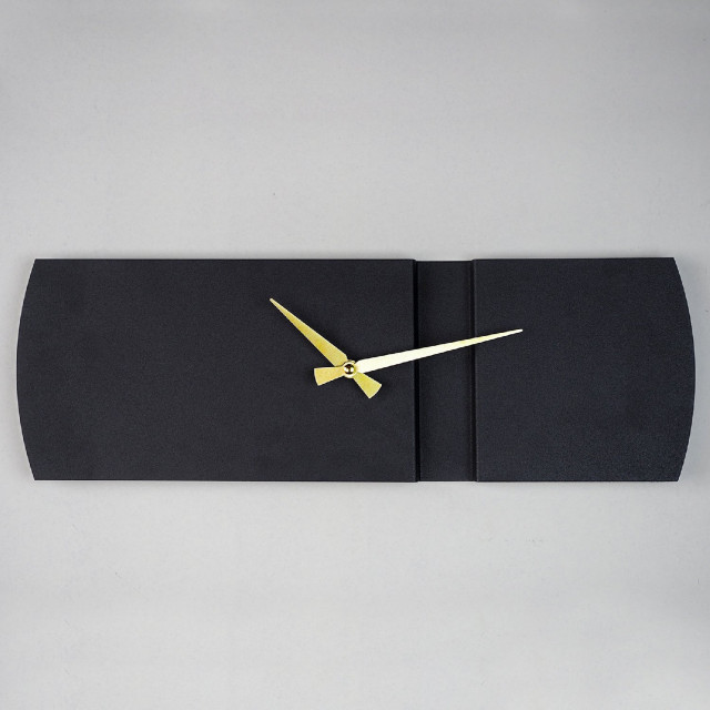 Ceas de perete dreptunghiular negru din metal 16x49 cm Origami The Home Collection