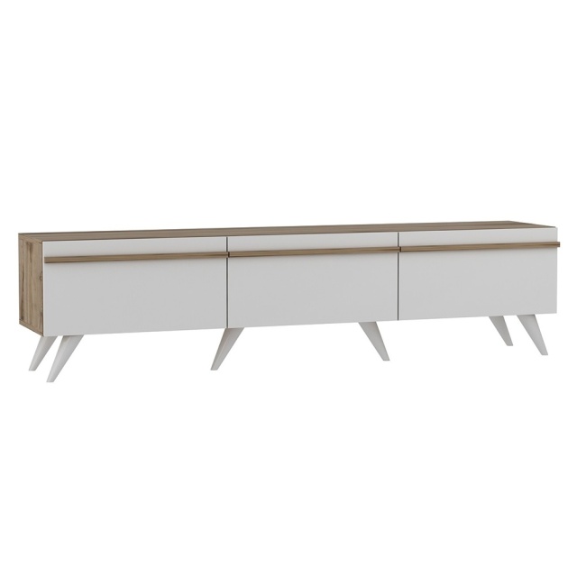 Comoda TV alba/maro din lemn 180 cm Valentina The Home Collection