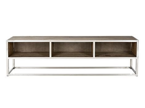 Comoda TV maro/argintie din lemn si inox 180 cm Redmond Maddox Richmond Interiors