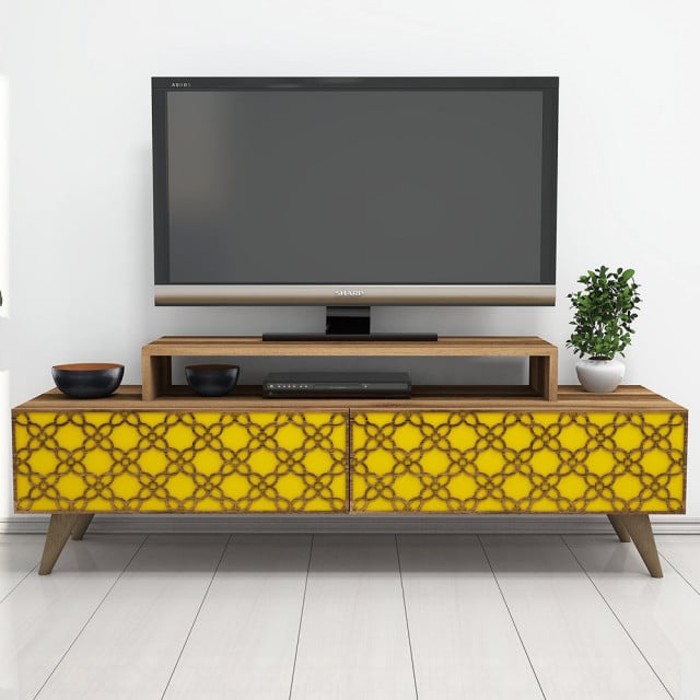 Comoda TV maro/galbena 140 cm City The Home Collection