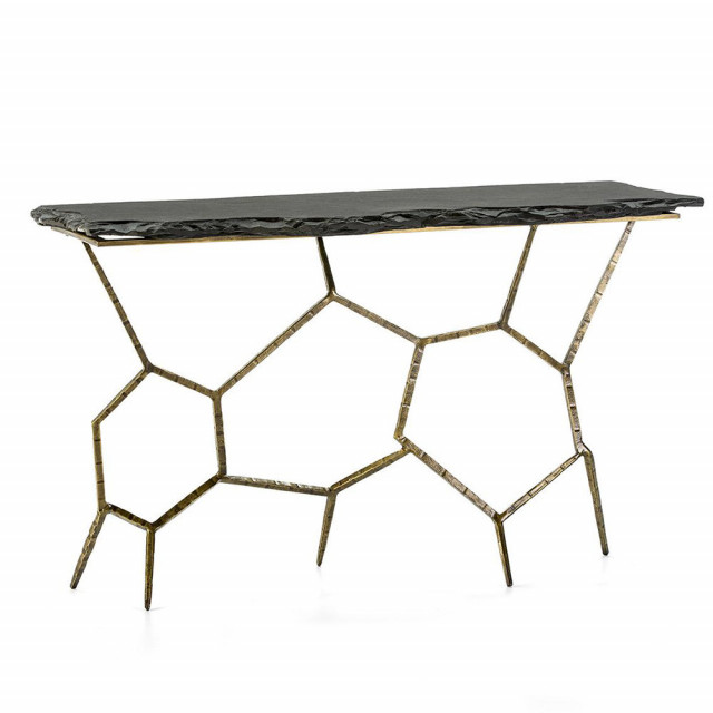 Consola aurie/neagra din piatra si fier 130 cm King Thai Natura